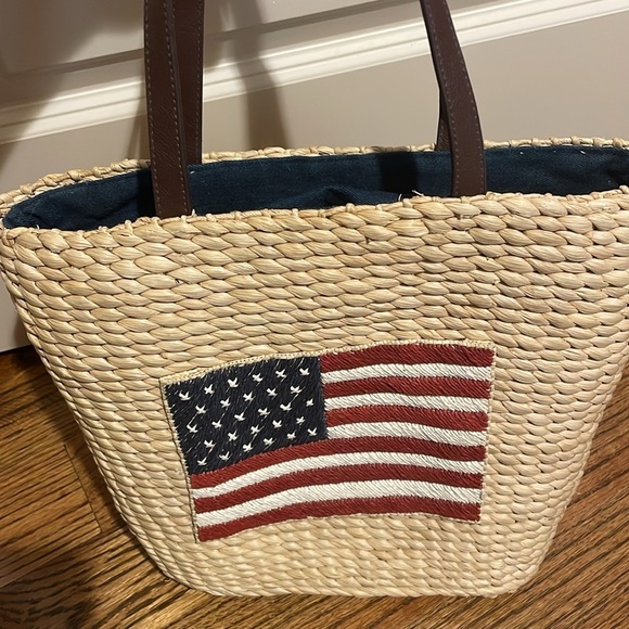 Woven Tote with Flag Design - Picture 7 of 7